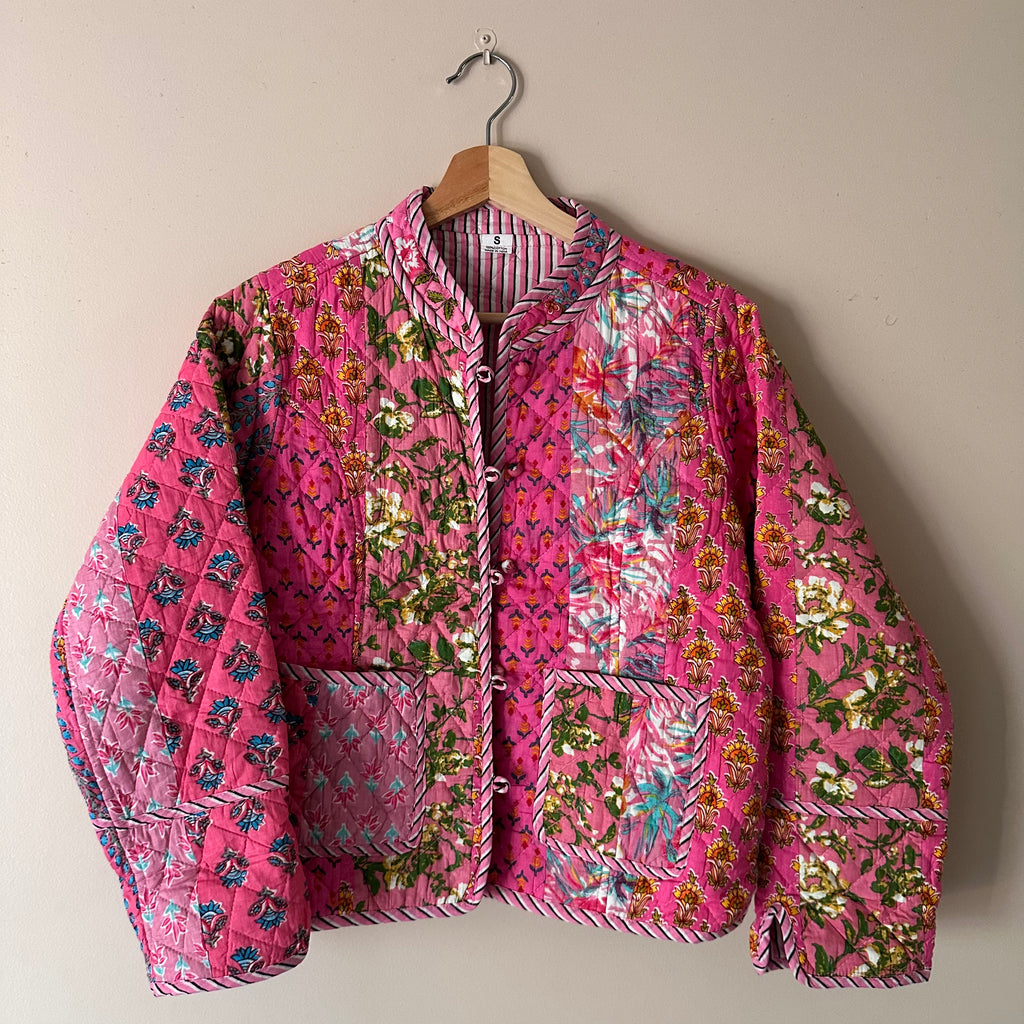Pink quilted cotton jacket