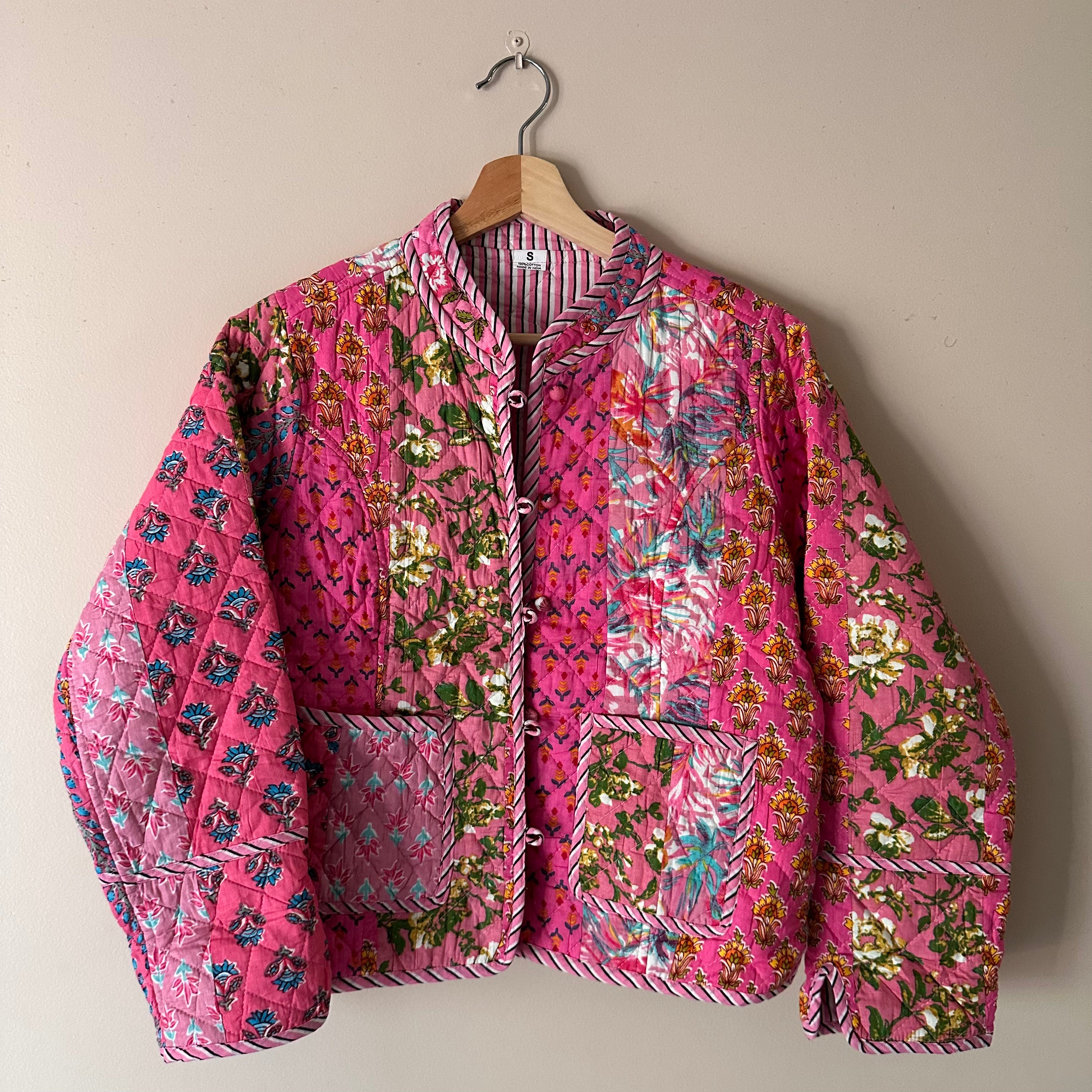 Pink quilted cotton jacket