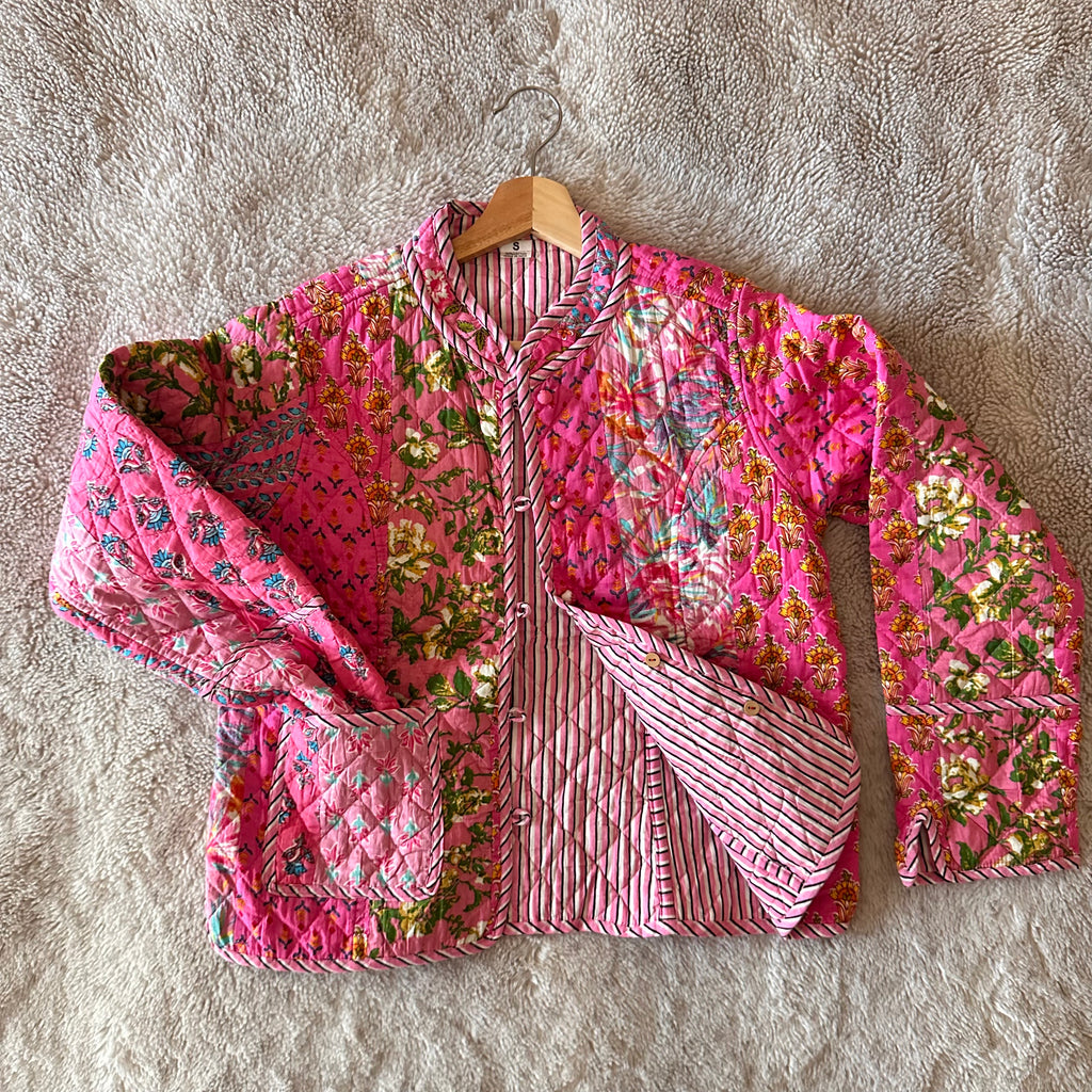 Pink quilted cotton jacket