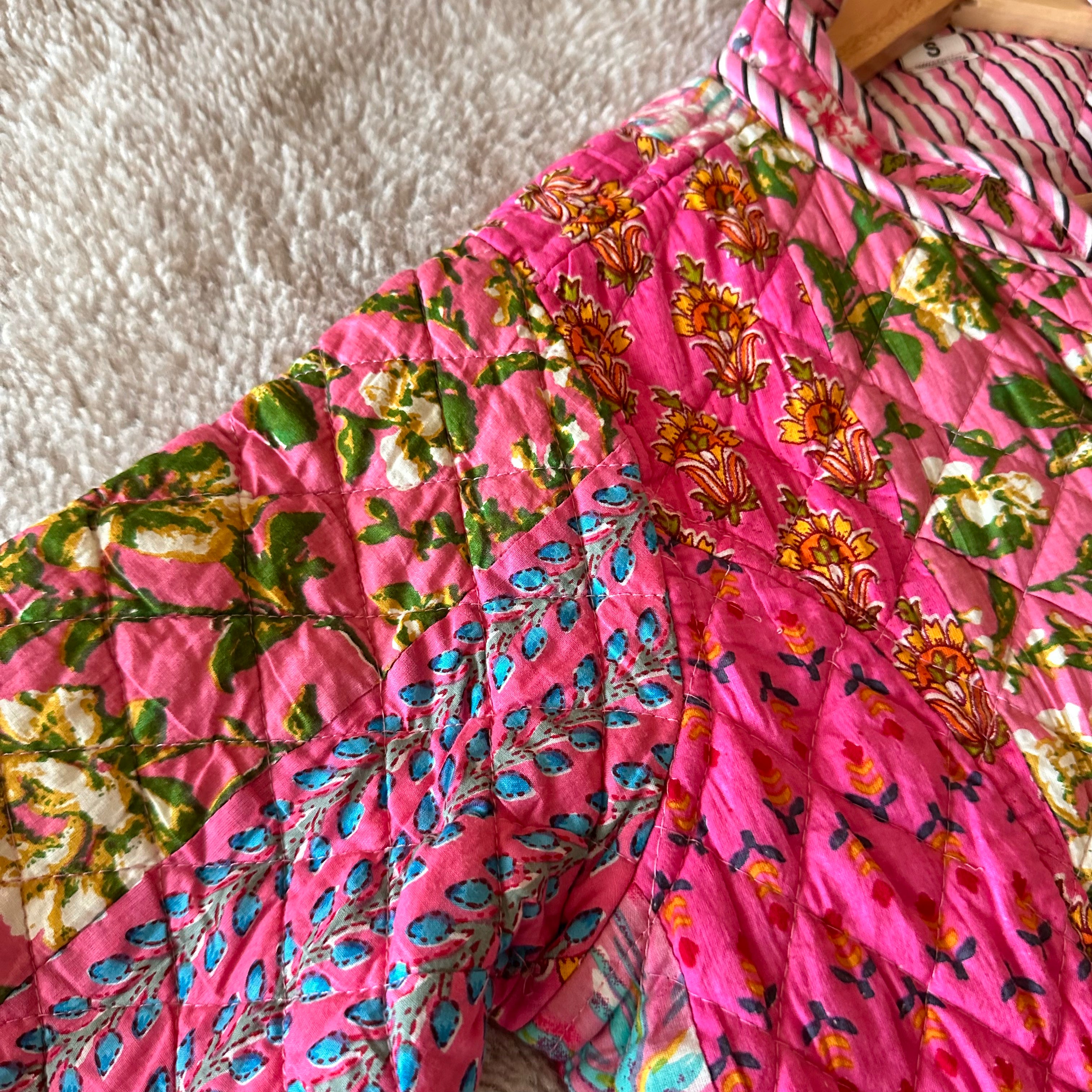 Pink quilted cotton jacket